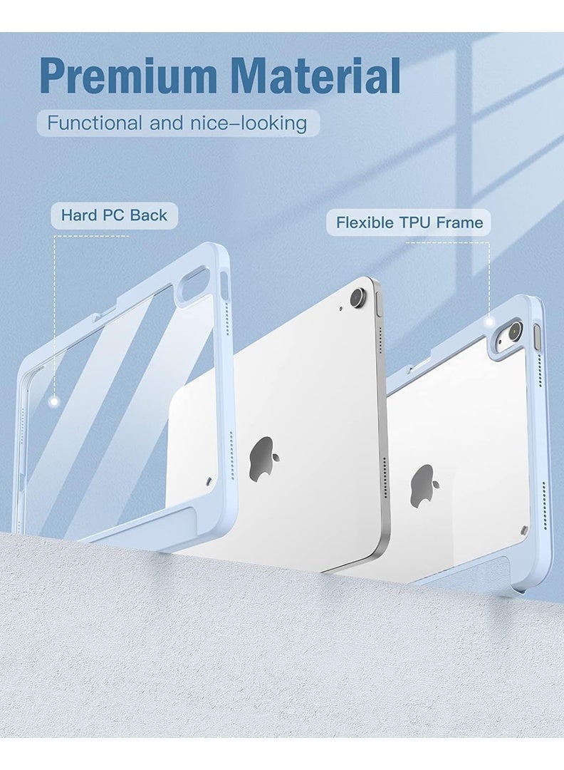 Theodor Case for iPad (A16) 11th 11 inch 2025 Gen iPad 11 Case/Case For iPad 10th Gen Case 2022 iPad 10 Case with Pencil Holder 8 Mutil Angles Folding Auto Wake/Sleep Transparent Shell Back with Pencil Holder Smart Cover for 11" iPad 11th 2025/10.9"iPad 10th Gen 2022- Sky Blue - Image 4